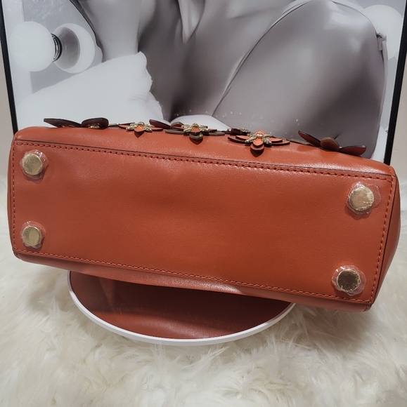 NWOT Michael Kors Flowers Ava Small Leather Top Handle Satchel orange floral bag - Picture 2 of 8